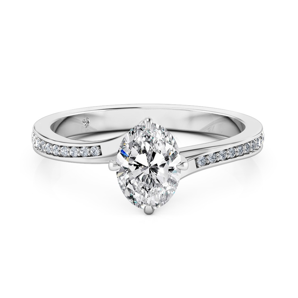 Oval Cut Diamond Band Diamond Engagement Ring Platinum
