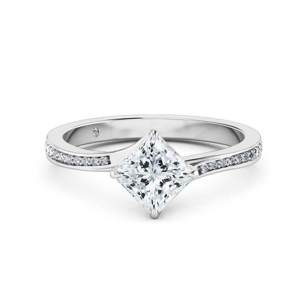 Princess Cut Diamond Band Diamond Engagement Ring Platinum