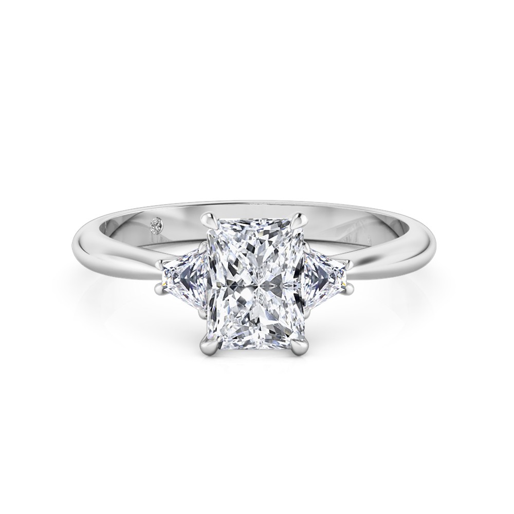 Radiant Cut Trilogy Diamond Engagement Ring Platinum