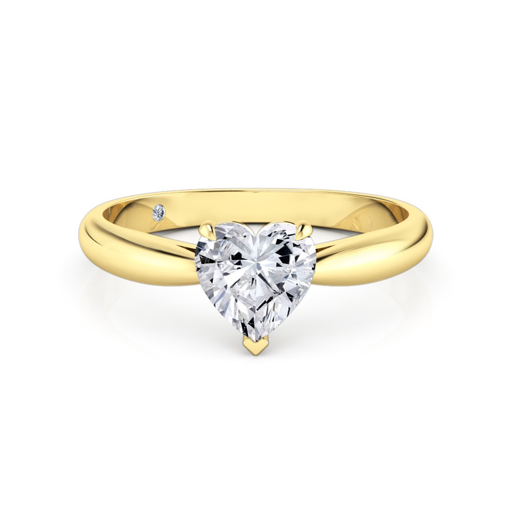 Heart Cut Solitaire Diamond Engagement Ring 18K Yellow Gold