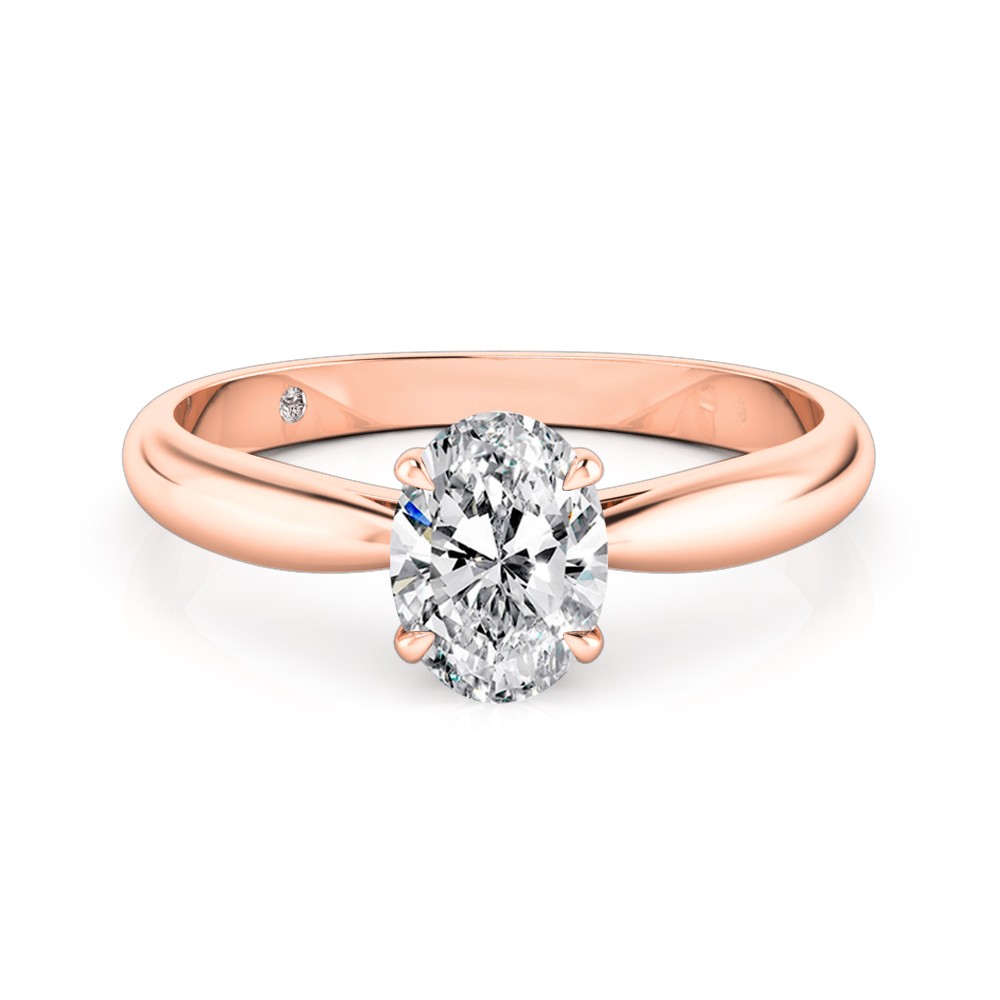 Oval Cut Solitaire Diamond Engagement Ring 18K Rose Gold