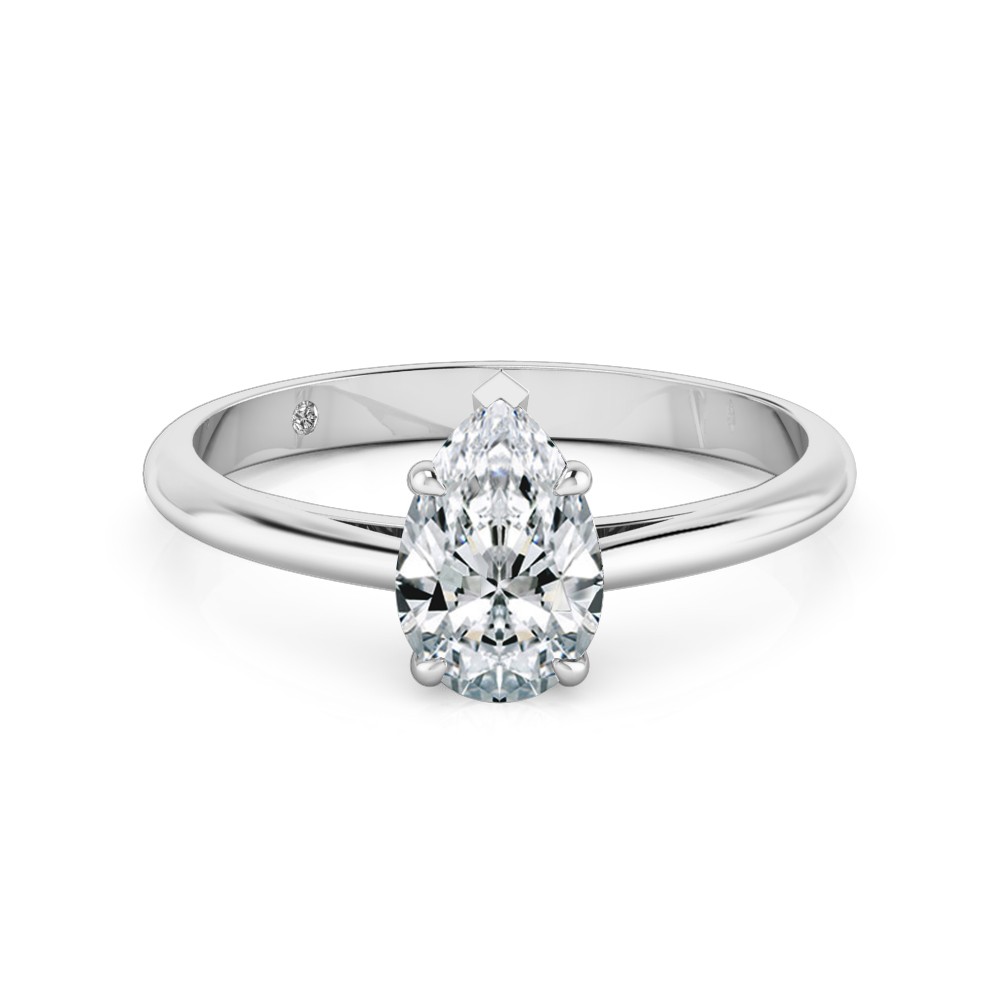 Pear Cut Solitaire Diamond Engagement Ring Platinum