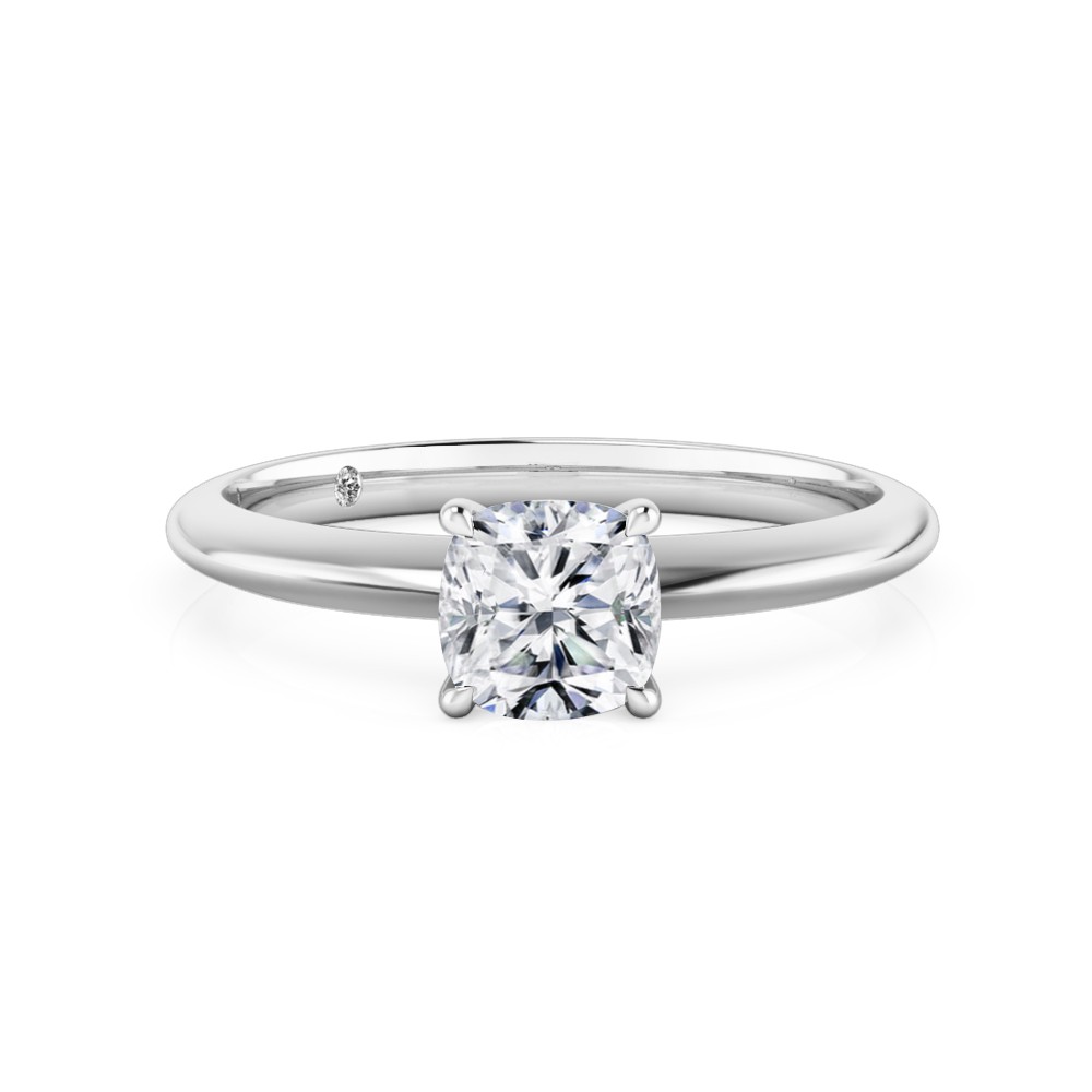 Cushion Cut Solitaire Diamond Engagement Ring Platinum