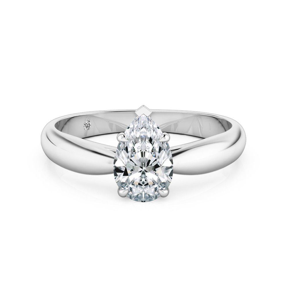 Pear Cut Solitaire Diamond Engagement Ring Platinum