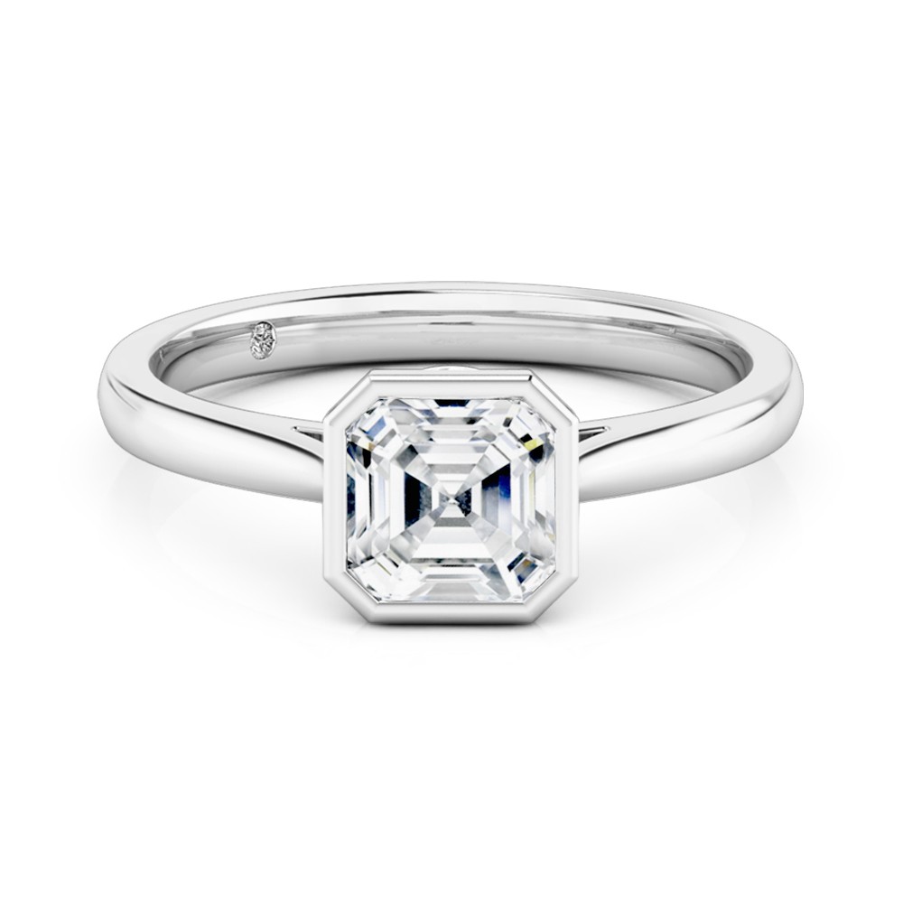 Asscher Cut Solitaire Diamond Engagement Ring Platinum