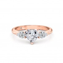 Heart Cut Trilogy Diamond Engagement Ring 18K Rose Gold