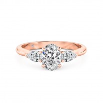 Oval Cut Trilogy Diamond Engagement Ring 18K Rose Gold