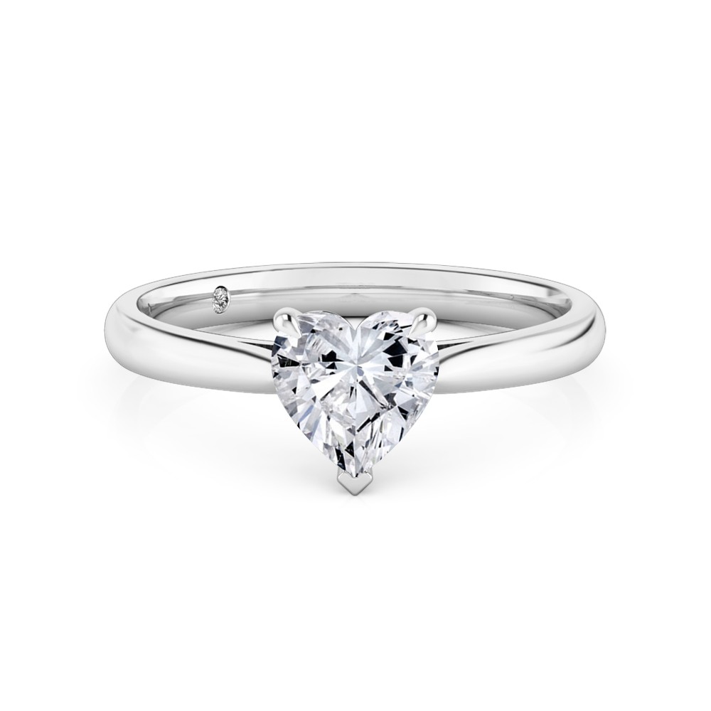 Heart Cut Solitaire Diamond Engagement Ring 18K White Gold
