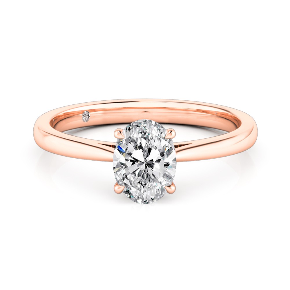 Oval Cut Solitaire Diamond Engagement Ring 18K Rose Gold
