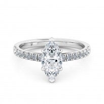 Marquise Cut Diamond Band Diamond Engagement Ring 18K White Gold