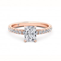 Radiant Cut Diamond Band Diamond Engagement Ring 18K Rose Gold