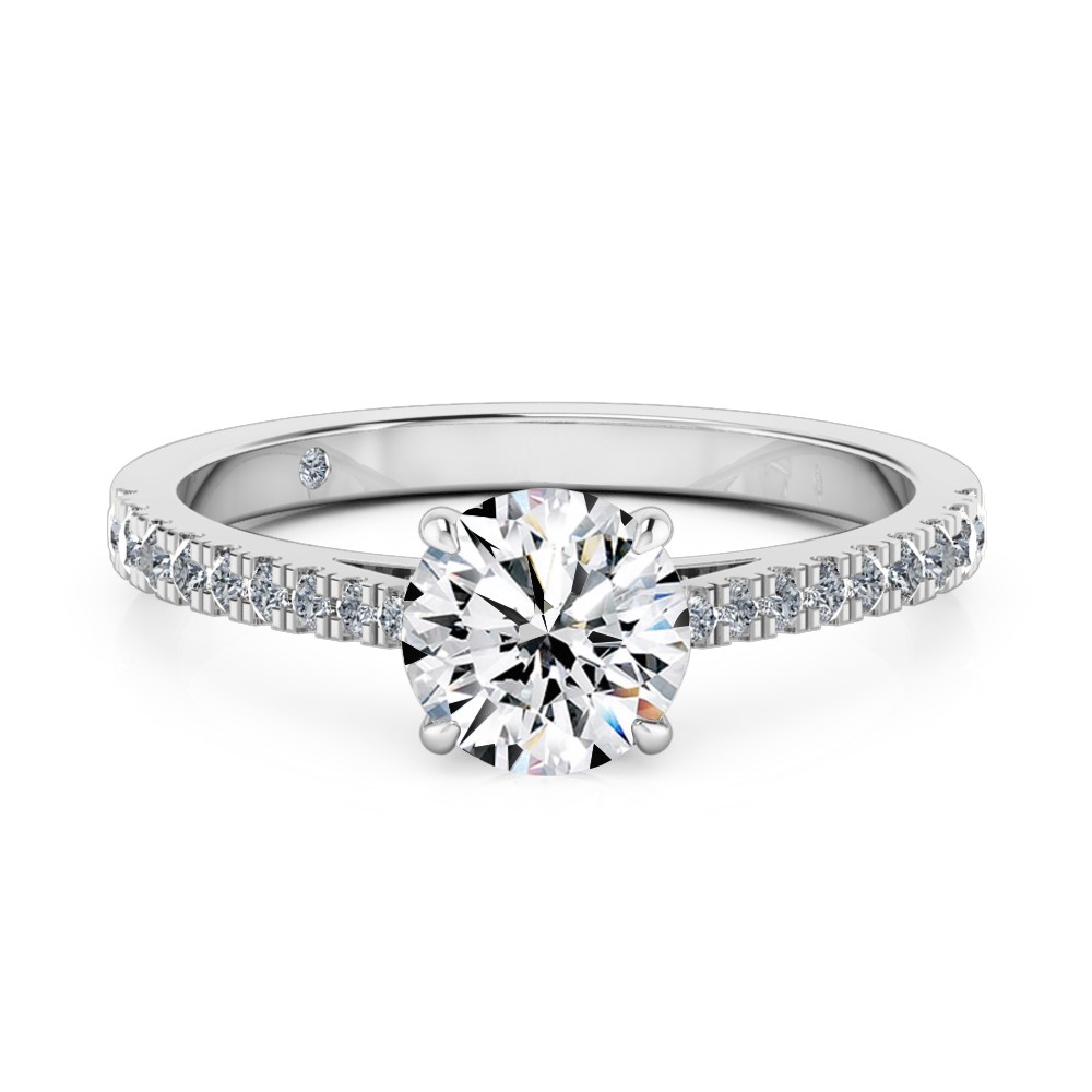 Round Cut Diamond Band Diamond Engagement Ring Platinum