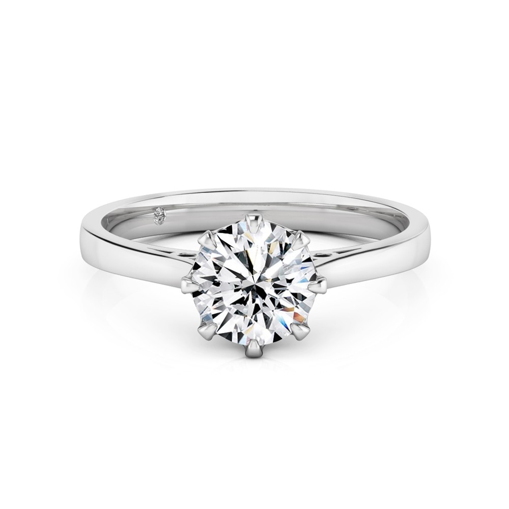 Round Cut Solitaire Diamond Engagement Ring 18K White Gold