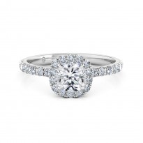 Cushion Cut Halo Diamond Engagement Ring Platinum