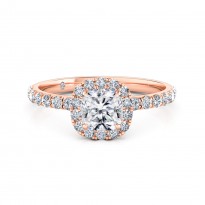 Cushion Cut Halo Diamond Engagement Ring 18K Rose Gold