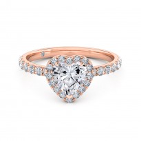 Heart Cut Halo Diamond Engagement Ring 18K Rose Gold