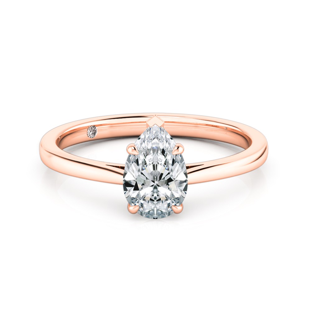 Pear Cut Solitaire Diamond Engagement Ring 18K Rose Gold