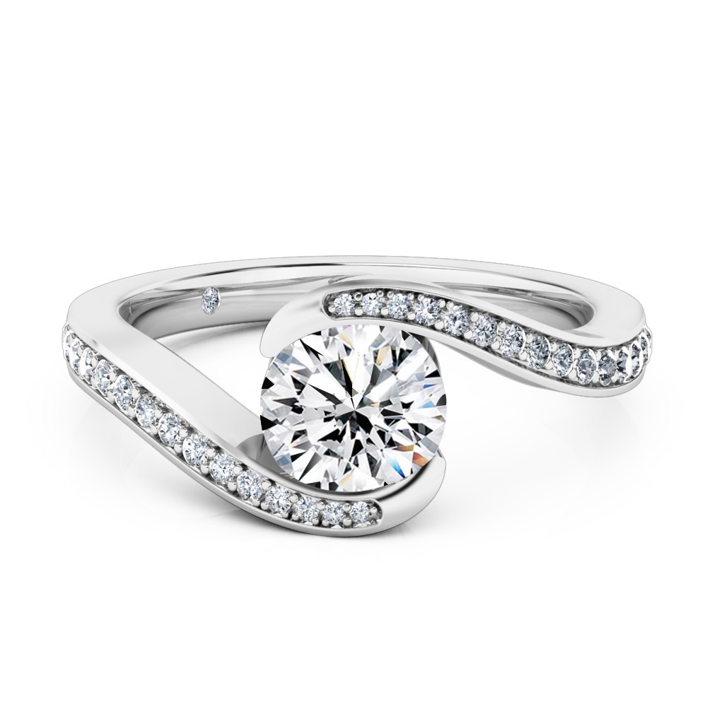 Round Cut Diamond Band Diamond Engagement Ring Platinum