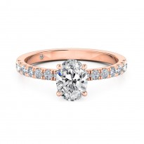 Oval Cut Diamond Band Diamond Engagement Ring 18K Rose Gold