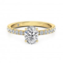 Oval Cut Diamond band Diamond Engagement ring 18K Yellow Gold