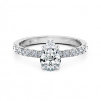 Pear Cut Diamond Band Diamond Engagement Ring Platinum