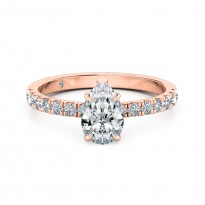 Pear Cut Diamond Band Diamond Engagement Ring 18K Rose Gold