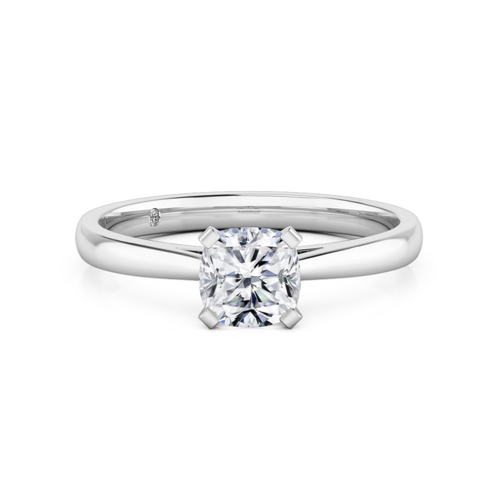 Cushion Cut Solitaire Diamond Engagement Ring Platinum
