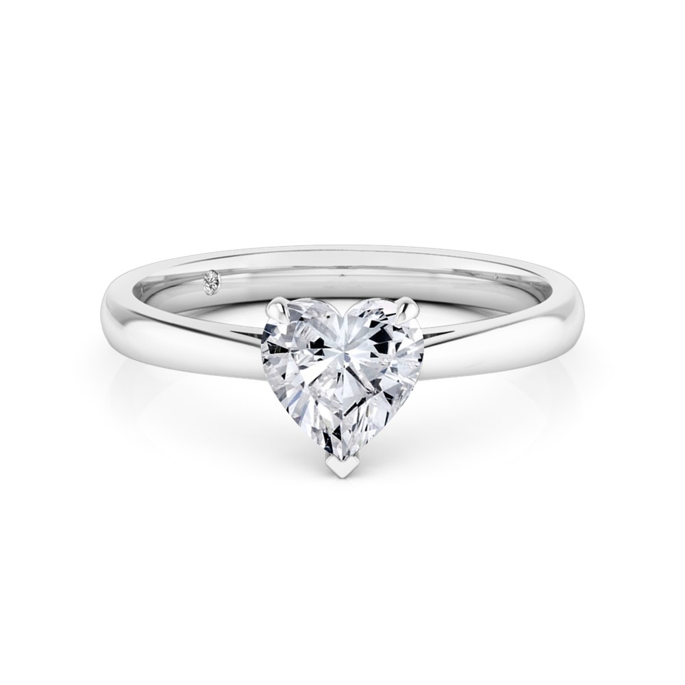 Heart Cut Solitaire Diamond Engagement Ring 18K White Gold