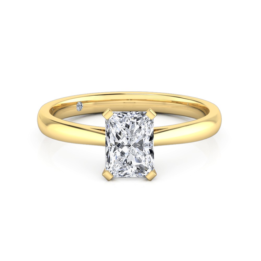 Radiant Cut Solitaire Diamond Engagement Ring 18K Yellow Gold