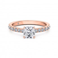 Cushion Cut Diamond Band Diamond Engagement Ring 18K Rose Gold