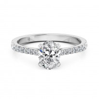 Oval Cut Diamond band Diamond Engagement ring Platinum