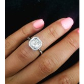 asscher Cut Diamond Engagement Ring 18K white gold 