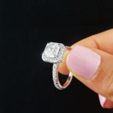 asscher Cut Diamond Engagement Ring 18K white gold 