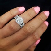 asscher Cut Diamond Engagement Ring 18K white gold