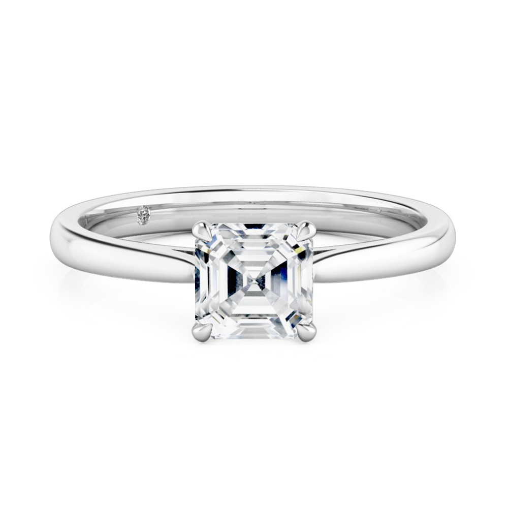 Asscher Cut Solitaire Diamond Engagement Ring Platinum