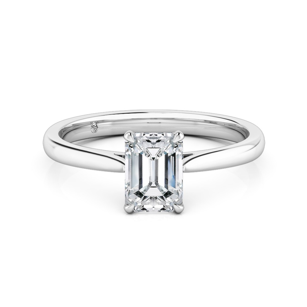 Emerald Cut Solitaire Diamond Engagement Ring Platinum