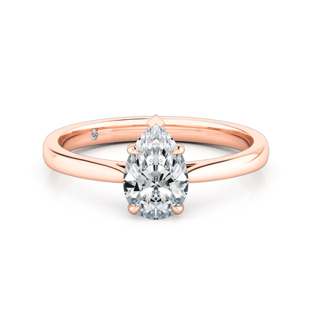 Pear Cut Solitaire Diamond Engagement Ring 18K Rose Gold