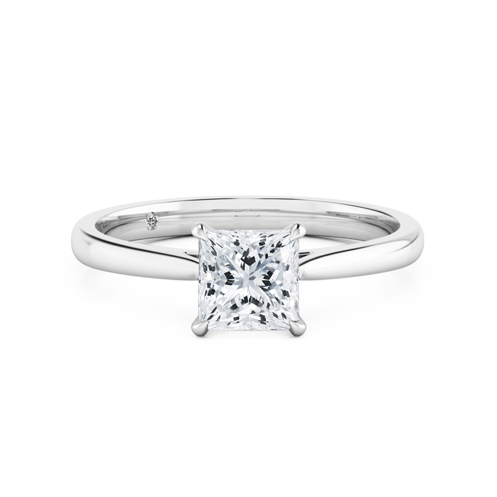 Princess Cut Solitaire Diamond Engagement Ring 18K White Gold