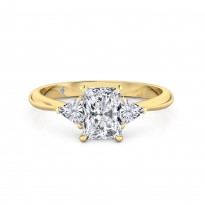 Radiant Cut Trilogy Diamond Engagement Ring 18K Yellow Gold