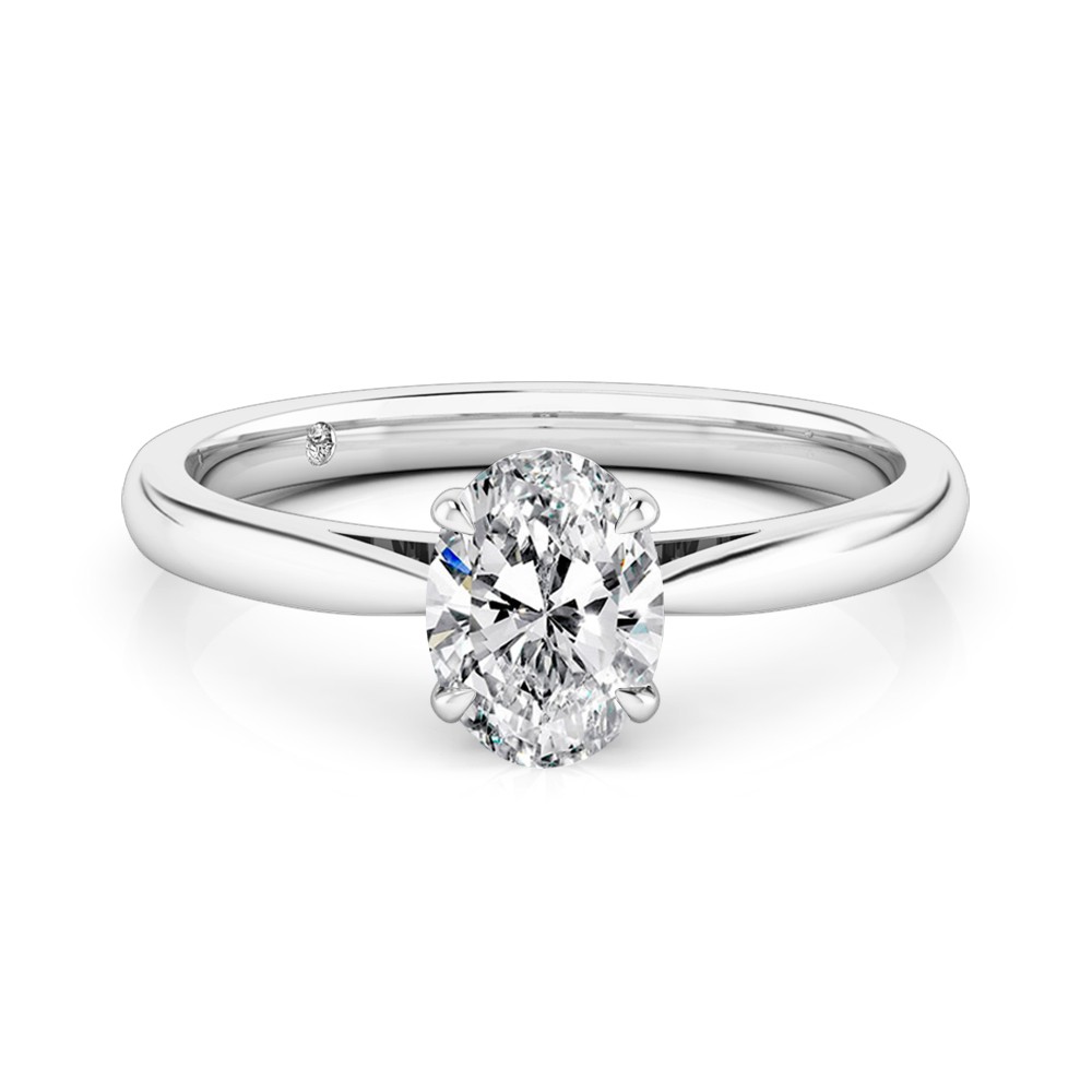 Oval Cut Solitaire Diamond Engagement Ring 18K White Gold