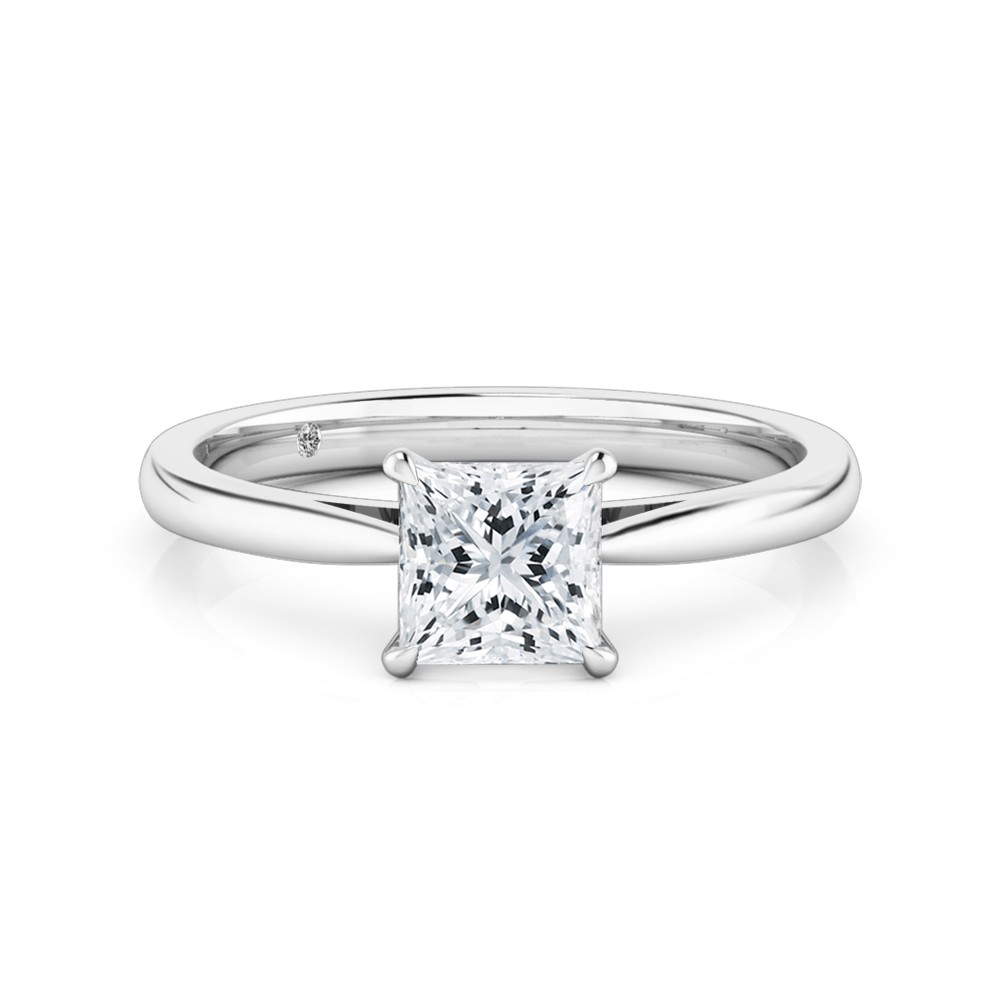 Princess Cut Solitaire Diamond Engagement Ring 18K White Gold