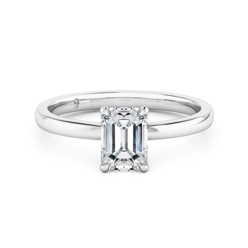 Emerald Cut Solitaire Diamond Engagement Ring Platinum