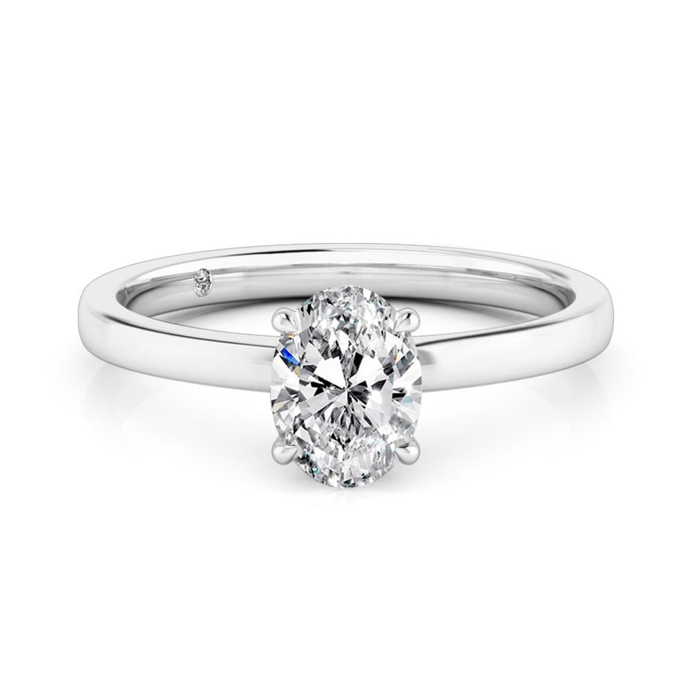 Oval Cut Solitaire Diamond Engagement Ring 18K White Gold
