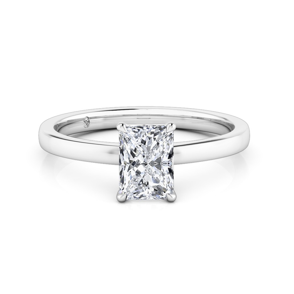 Radiant Cut Solitaire Diamond Engagement Ring Platinum